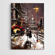 Dekolata Sokak Lambası ve Kar Modern Sanat 30x40 cm Kanvas Tablo
