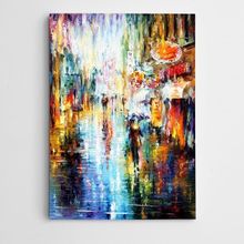 Dekolata Sokakta Yağmur Modern Sanat 25x35 cm Kanvas Tablo
