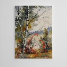 Dekolata Sonbahar Kızıl Yapraklar 60x85 cm Kanvas Tablo