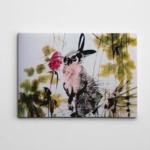 Dekolata Tavşan ve Çiçek Suluboya 20x30 cm Kanvas Tablo