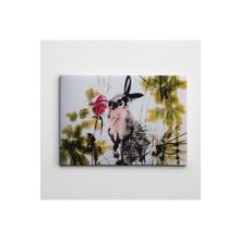 Dekolata Tavşan ve Çiçek Suluboya 60x85 cm Kanvas Tablo