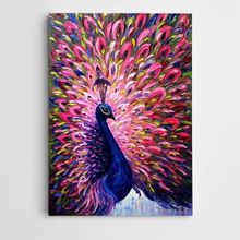 Dekolata Tavus Kuşu Pembe Tonlar 20x30 cm Kanvas Tablo