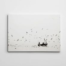 Dekolata Tekne ve Balıkçılar 140x200 cm Kanvas Tablo