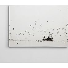 Dekolata Tekne ve Balıkçılar 40x60 cm Kanvas Tablo