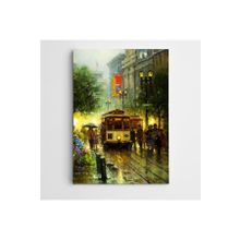 Dekolata Tramvay ve Sokak Modern Sanat 20x30 cm Kanvas Tablo