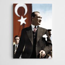 Dekolata Türk Bayrağı ve Atatürk 40x60 cm Kanvas Tablo
