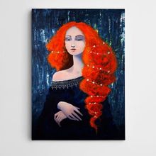 Dekolata Turuncu Saçlar Modern Sanat 30x40 cm Kanvas Tablo
