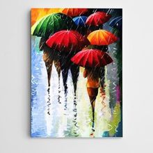 Dekolata Yağmur ve Şemsiyeler Modern Sanat 20x30 cm Kanvas Tablo