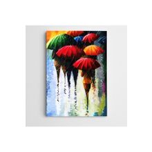 Dekolata Yağmur ve Şemsiyeler Modern Sanat 35x50 cm Kanvas Tablo
