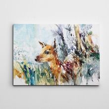 Dekolata Yavru Geyik Suluboya 100x140 cm Kanvas Tablo