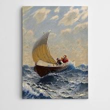 Dekolata Yelken Kuş İnsanlar Ve Deniz 60x85 cm Kanvas Tablo