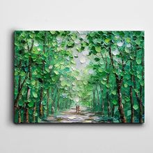 Dekolata Yeşil Ağaçlar Yağlıboya Reprodüksiyon 20x30 cm Kanvas Tablo
