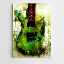 Dekolata Yeşil Gitar Modern Sanat 60x85 cm Kanvas Tablo