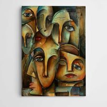 Dekolata Yüzler Modern Sanat 35x50 cm Kanvas Tablo