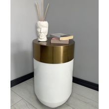 Dekoratif Eskitme Darbuka 70 cm Parlak Beyaz Sehpa