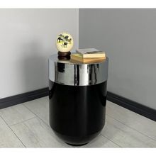 Dekoratif Krom Darbuka 60 cm Parlak Siyah Sehpa