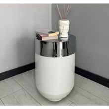 Dekoratif Krom Darbuka 70 cm Parlak Beyaz Sehpa