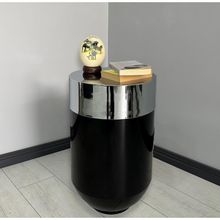 Dekoratif Krom Darbuka 70 cm Parlak Siyah Sehpa