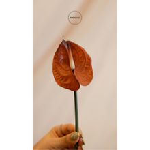 Dekorsende 40 cm Canlı Dokunuş Kahverengi Antoryum Çiçeği Yapay Bitki