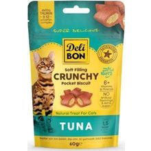 Delibon 60 GR Chrunchy İçi Dolgulu Tuna Balıklı Kedi Ödül Bisküvisi