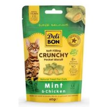 Delibon 60 gr Chrunchy Tavuklu ve Naneli İçi Dolgulu Kedi Ödul Biskuvisi