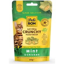 Delibon 60 gr Crunchy İçi Dolgulu Tavuklu ve Naneli Kedi Ödül Bisküvisi