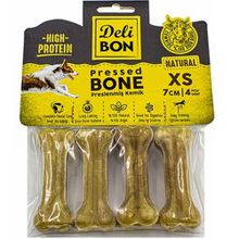 Delibon 7 cm Xs Boy 4'lü Paket Natural Deri Press Köpek Kemik
