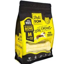Delibon BLK12MWHITE 15 cm M 12'li Beyaz Deri Köpek Çiğneti Pres Kemik