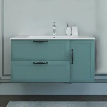 Denko Beyoğlu 100 cm Aynalı Üst Modülü Mdf Mat Yeşil Banyo Dolabı