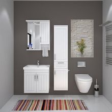 Denko Lotus 60 cm Mdf Lake Banyo Dolabı Takımı ve Boy Dolabı