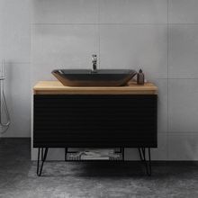 Denko Taylan 100 cm Mdf Siyah Banyo Dolabı Alt Modül ve Lavabo