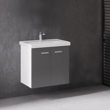 Denko Terra 60 cm Mdf Antrasit Gri Banyo Dolabı Alt Modül ve Lavabo