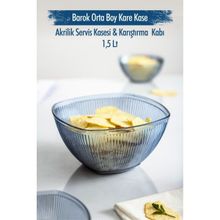 Depa 1,5 lt Akrilik Barok Lacivert Orta Boy Kare Meyve Salata Kasesi