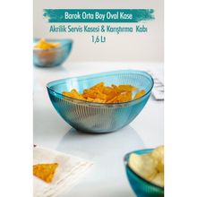 Depa 1,6 lt Akrilik Barok Aquamarin Orta Boy Oval Meyve Salata Kasesi