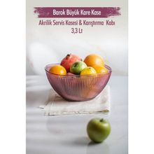 Depa 3,3 lt Akrilik Barok Mürdüm Büyük Kare Meyve Salata Kasesi