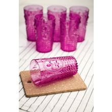 Depa 750 ml 6 Adet Akrilik Pembe Uzun Su Bardağı