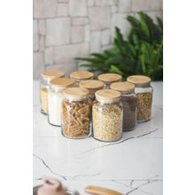 Depa Bambu Kapaklı 800 ml Orta Boy Vakum Kapak Cam Kavanoz Erzak Saklama Kabı