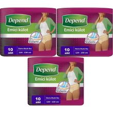 Depend 3 Paket 10'lu XL-Extra Büyük Emici Külot Kadın Hasta Bezi