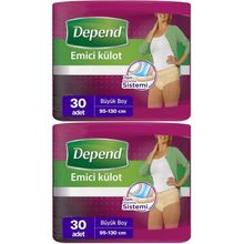 Depend Emici Külot Büyük Boy L 2x30 Adet Kadın Hasta Bezi