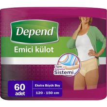 Depend Xl Extra Büyük Boy 120 - 150 cm 60 Adet Emici Külot