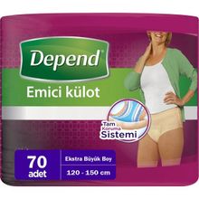Depend Xl Extra Büyük Boy 120 - 150 cm 70 Adet Emici Külot