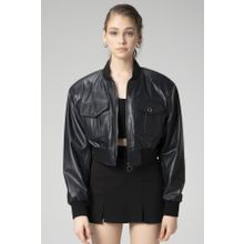 Dericlub WM036 Ribanalı Gerçek Deri Crop Mont