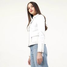 Dericlub YB-2039 Gerçek Deri Beyaz Kadın Mont