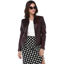Dericlub YB-2085 Bordo Hakiki Kuzu Derisi Kadın Mont
