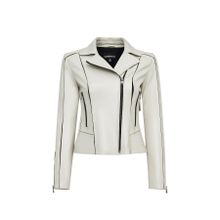 Derimod 24WGD5859U4 Kiara Kadın Bej Slim-Fit Biker Deri Ceket