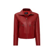 Derimod 25WGE5611R3 Dolores Kadın Kırmızı Devrik Yaka Oversize Deri Ceket