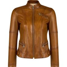 Derimod 26SGE5906NC Donna Kadın Camel Hakim Yaka Deri Ceket