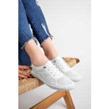 Deripabuc DP62-8001 Hakiki Deri Beyaz Baskı Kadın Deri Casual Ayakkabı