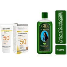 Dermaderm Spf 50 Faktör Dermatolojik 100 ml Güneş Kremi + Dabur Amla 200 ml Saç Bakım Yağı