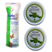 Dermokil El Kremi Alo Vera 3x220 ml + Makyaj Pamuğu
